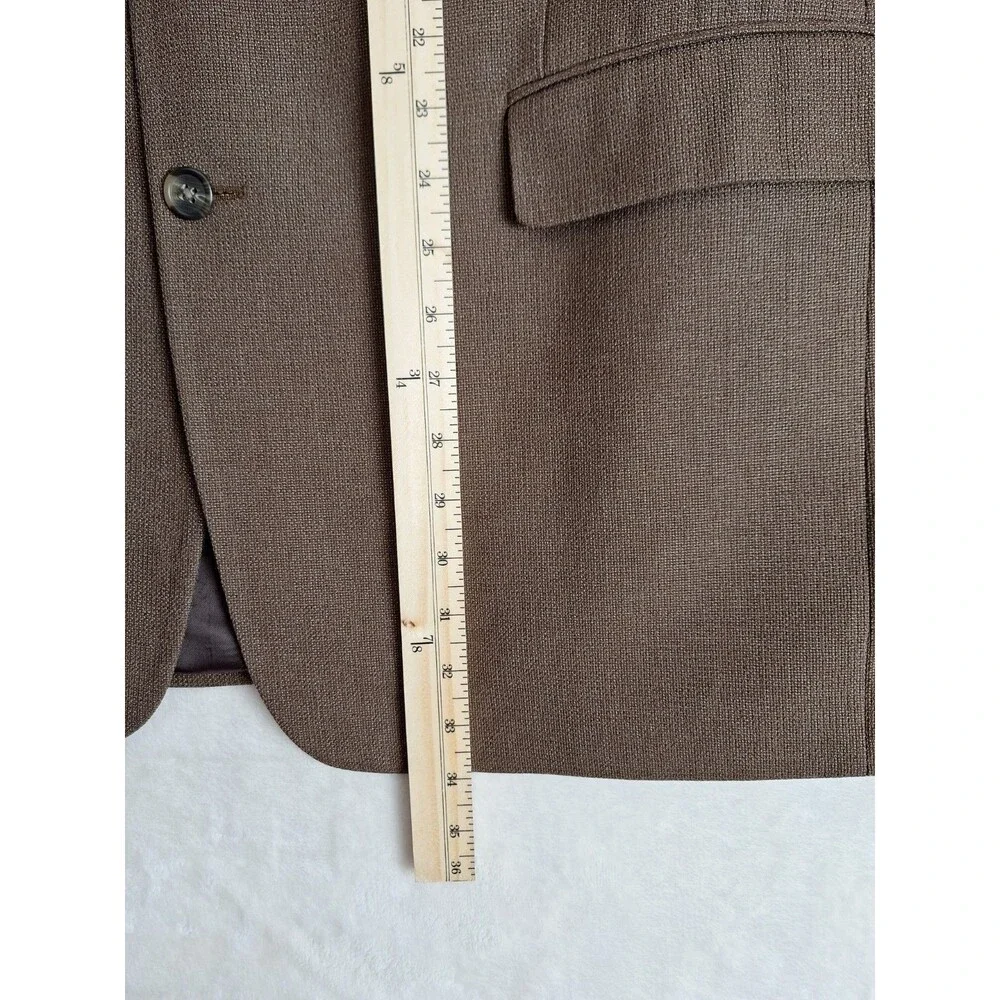 Izod Sports Coat Men's 46L Brown Woven Tweed Lined 2 Button Blazer Pocket Jacket